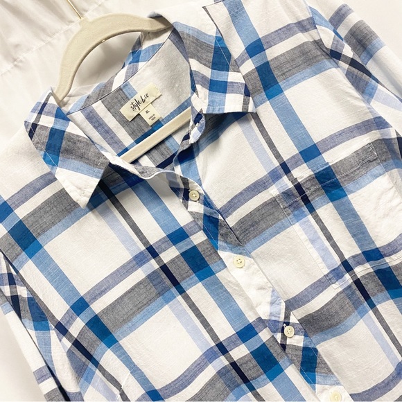 Style & Co. White & Blue Plaid Button Down Shirt - Picture 3 of 10